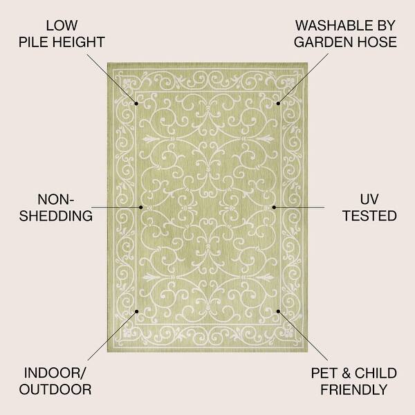 dimension image slide 17 of 28, JONATHAN Y Filigree Textured Weave Indoor/Outdoor Area Rug