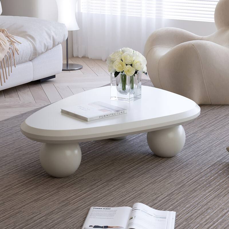 Modern Cloud Coffee Table Stylish Coffee Table Decorative Center Table with 3 Ball Feet, for Living Room