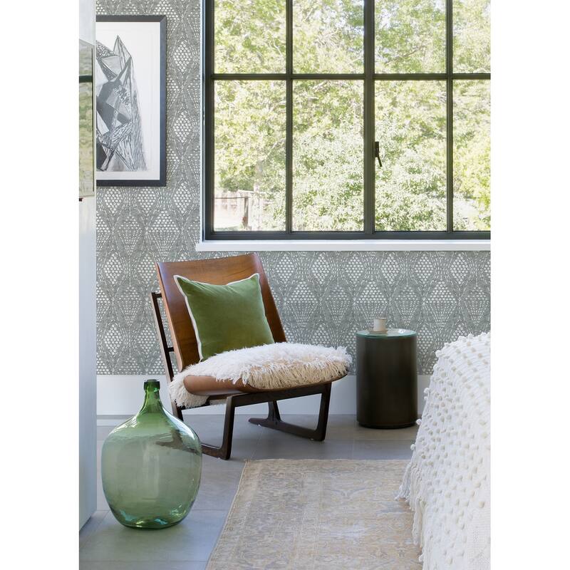 A-Street Prints Grady Grey Dotted Geometric Wallpaper