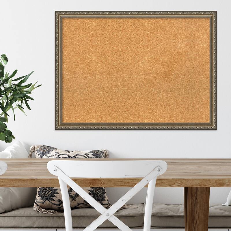 Framed Cork Board, Parisian Silver - 30 x 22-inch