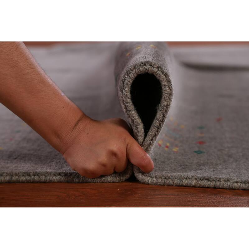 Hand Knotted Oriental 100% Wool Carpet Tribal Tribal Greys & Charcoal Gabbeh Area Rug - 12' 3'' X 8' 10''