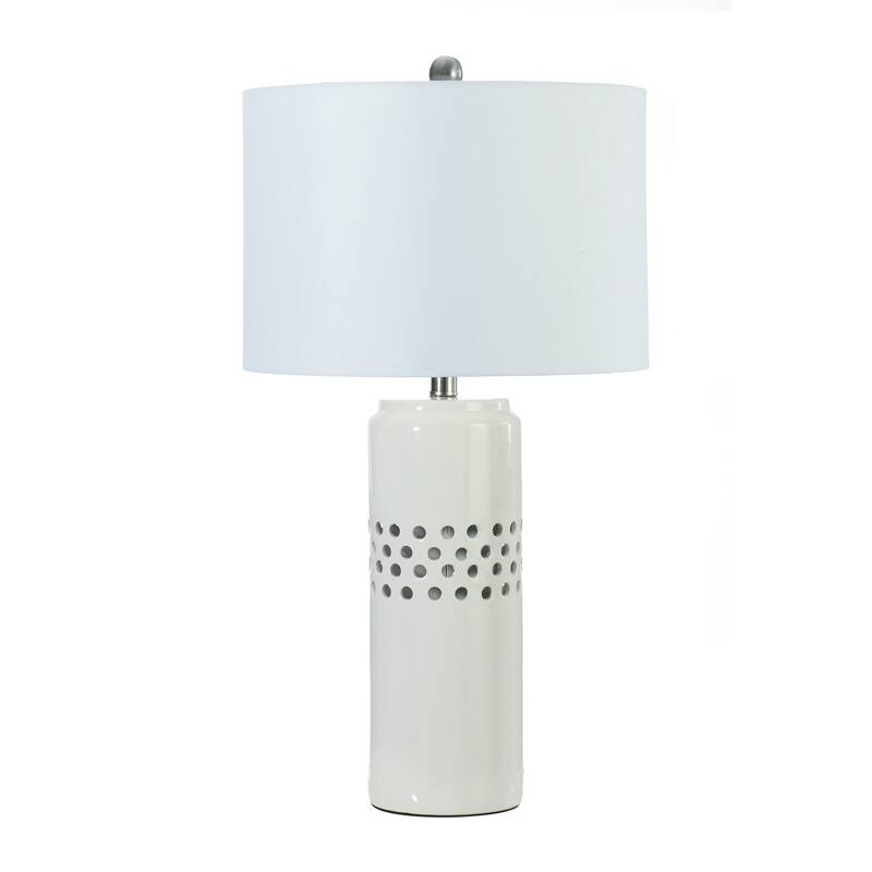 28" Ceramic Cylinder Table Lamp w/ Decorator Shade