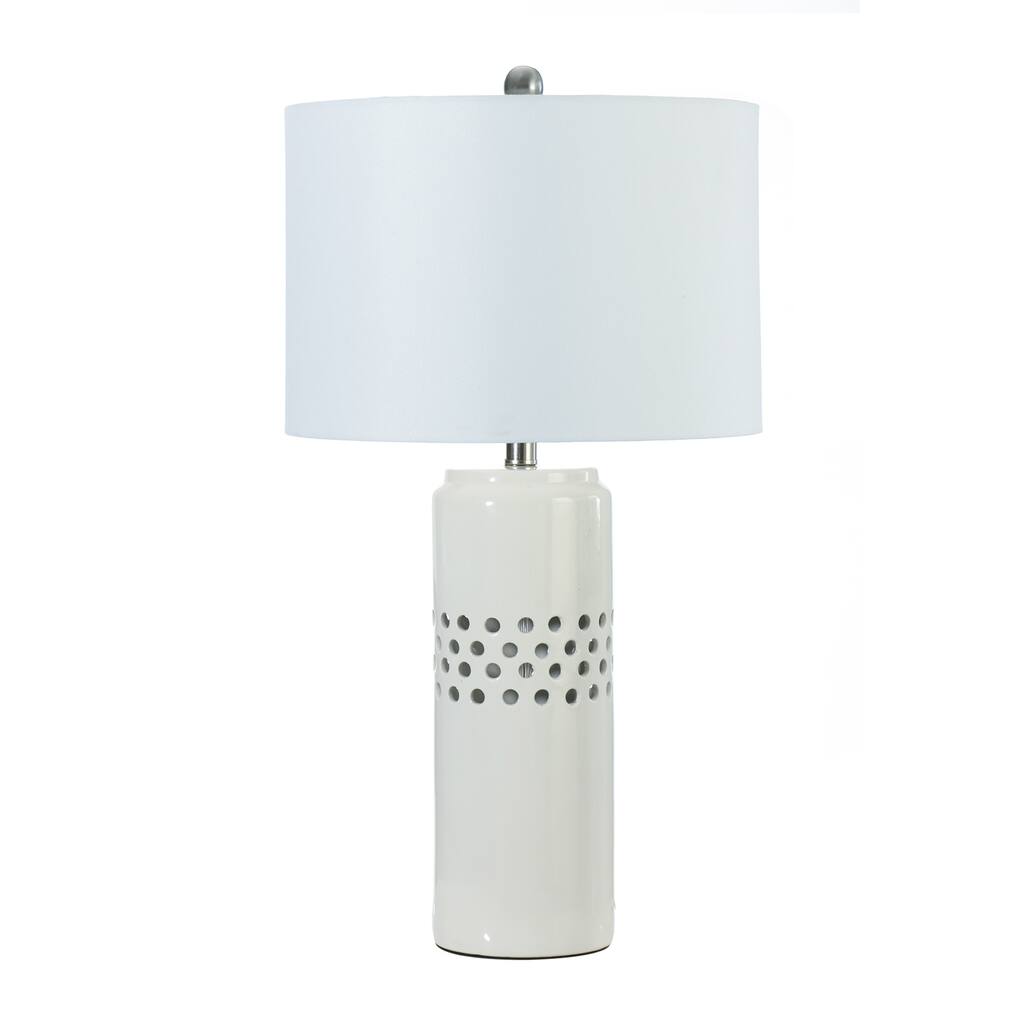 28" Ceramic Cylinder Table Lamp w/ Decorator Shade