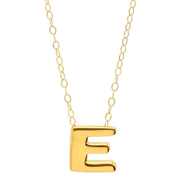 Shop Eternity Gold Teeny Tiny E Initial Pendant In 10k Gold Yellow Overstock 18538625