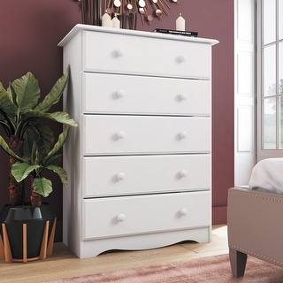 Palace Imports 100% Solid Wood 5-Drawer Chest with Metal or Wooden Knobs - Mocha