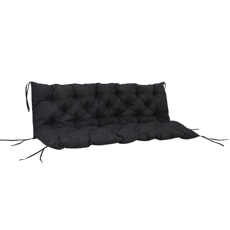 Outsunny 3 Seater Outdoor Seat Pads Bench Swing Chair Replacement Cushions Backrest for Patio Garden - Black