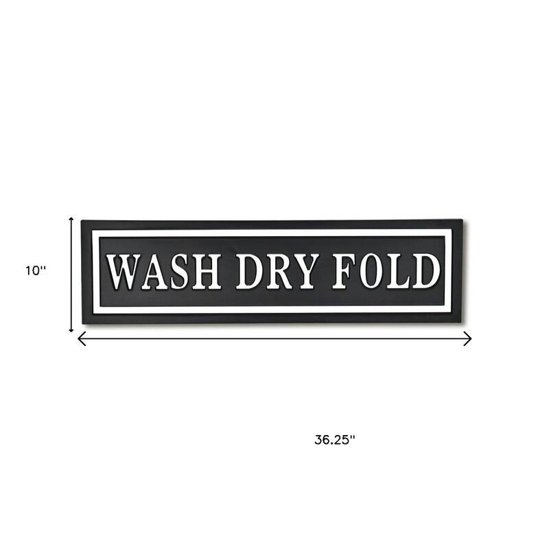 HomeRoots 10" X 36" Black And White Wash Dry Fold Metal Wall Decor
