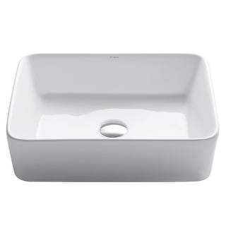 KRAUS Ceramic Vessel Bathroom Sink White Pop-Up