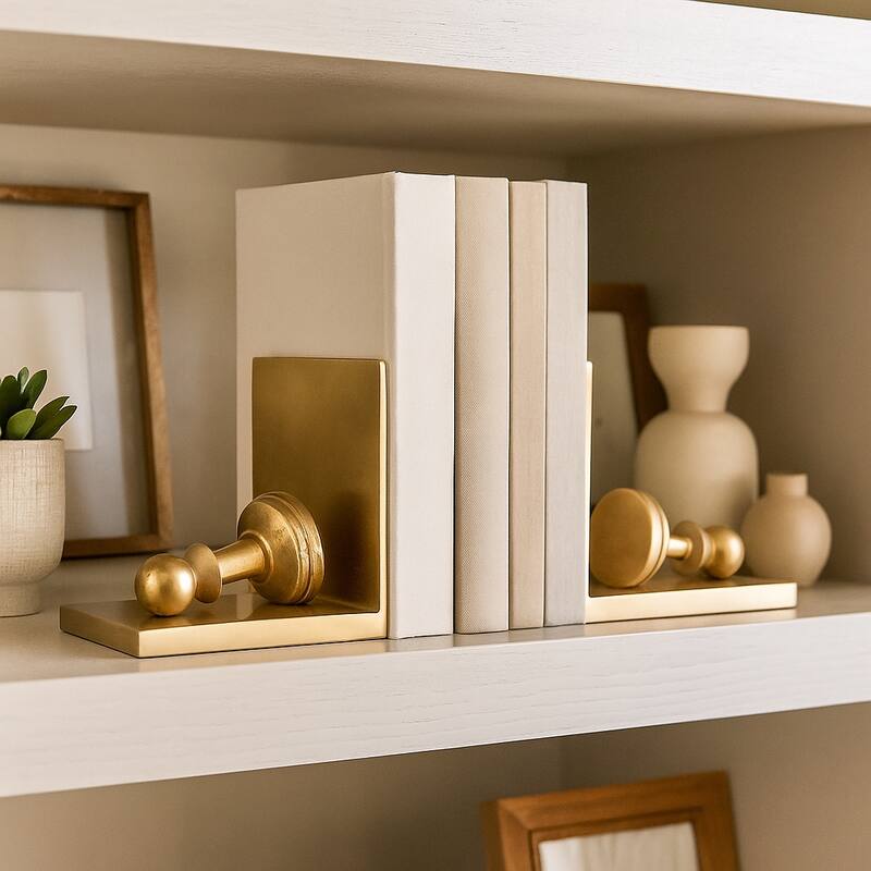 Decorative Metal Chess Pawn Bookends - Set of 2, 11", Gold - 11.0"