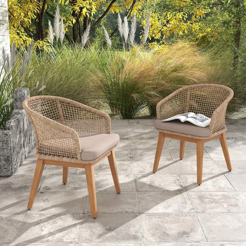 2 - Piece Woven Rope Patio Armchair Set with Cushions