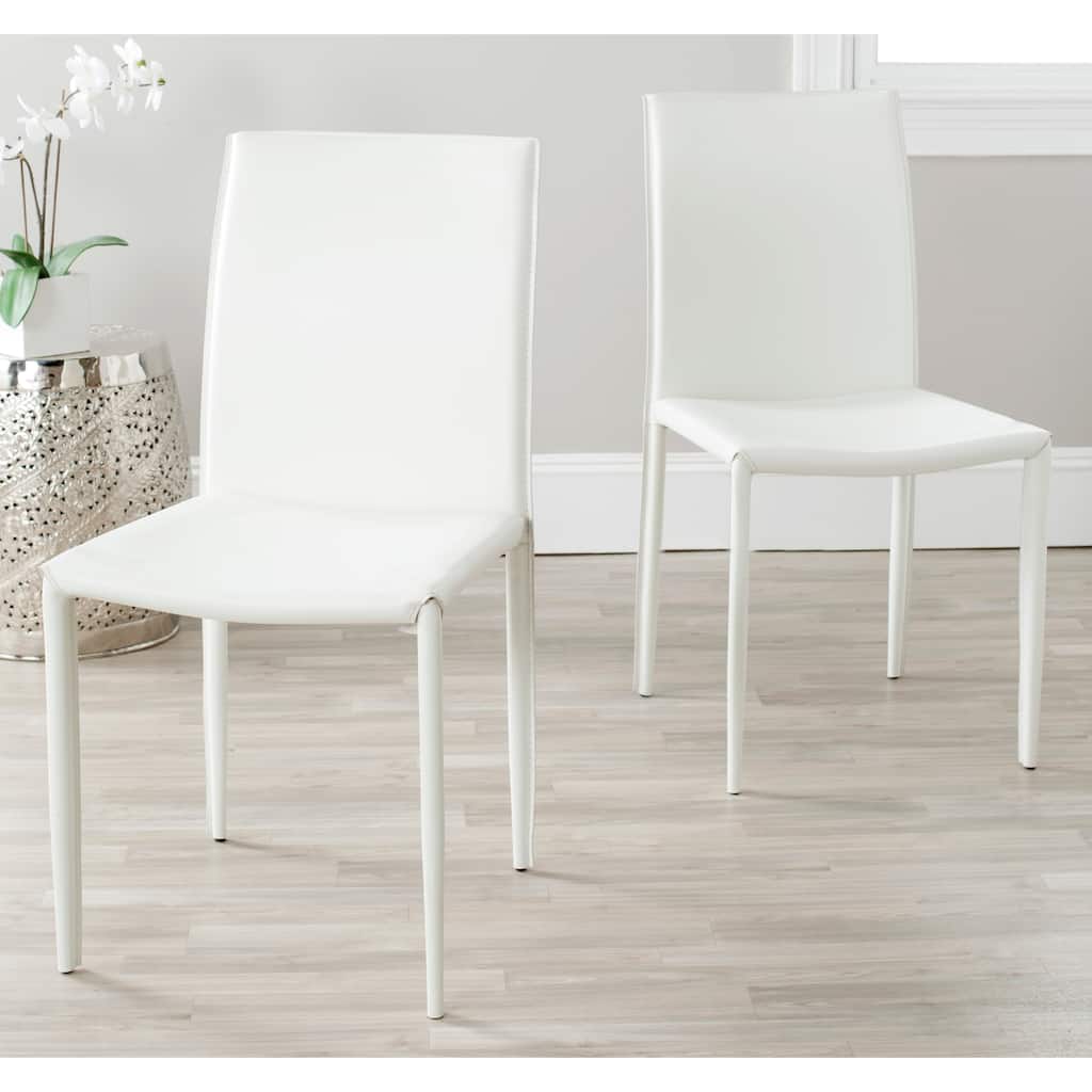 SAFAVIEH Oneida Faux Leather Dining Room Chair (Set of 2) - 18.9" W x 22.8" L x 35.8" H - 19"Wx23"Dx36"H