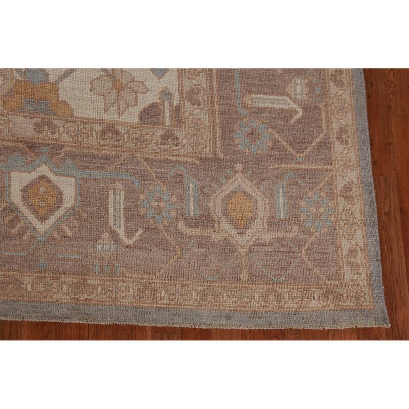 Hand Knotted Oriental 100% Wool Carpet Transitional Medallion Greys & Charcoal Oushak Area Rug - 14' 3'' X 10' 0''