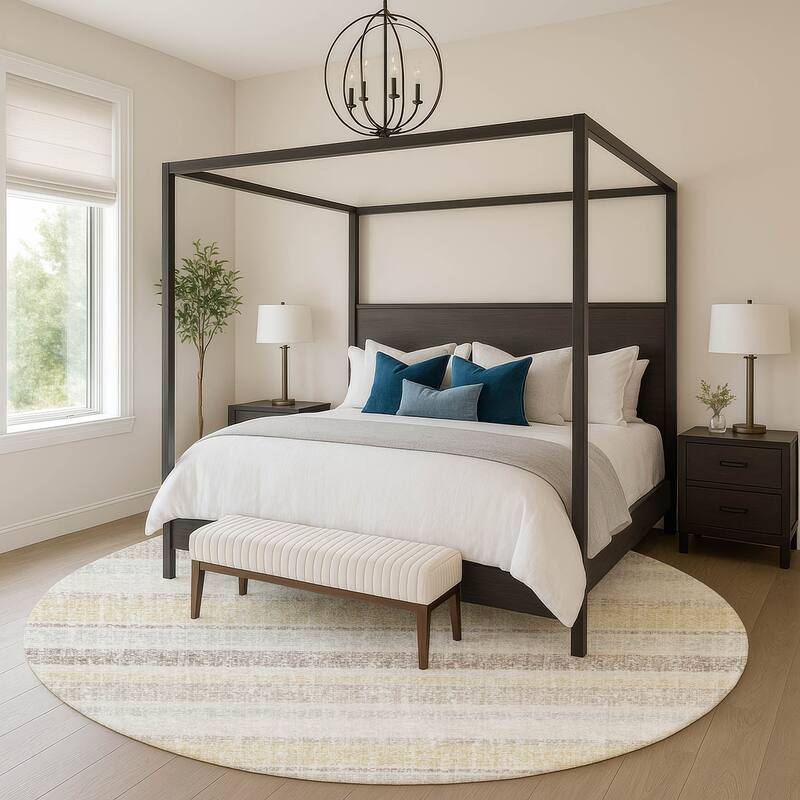 Premium Washable Super Soft Vintage Stripe Mayfield Rug - Ivory - 8' x 8'