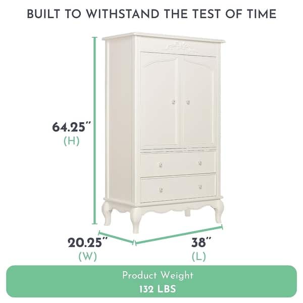 dimension image slide 1 of 2, Evolur Aurora Ivory Lace Armoire