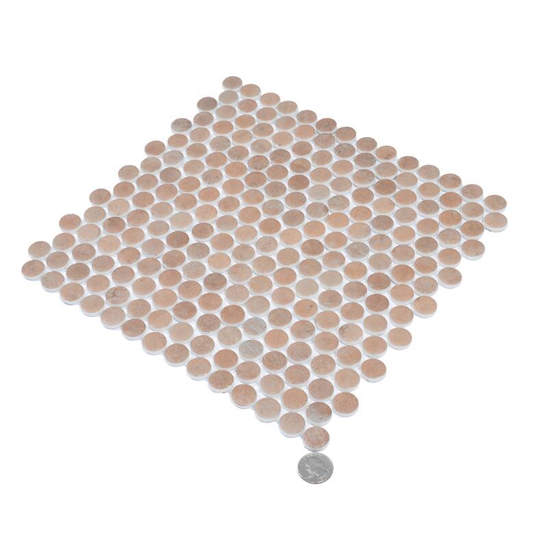 Lucenza 12x12 in. Matte Recycled Glass Penny Round Mosaic Wall and Floor Tile (10.56 sq ft/case, 12-Pack)