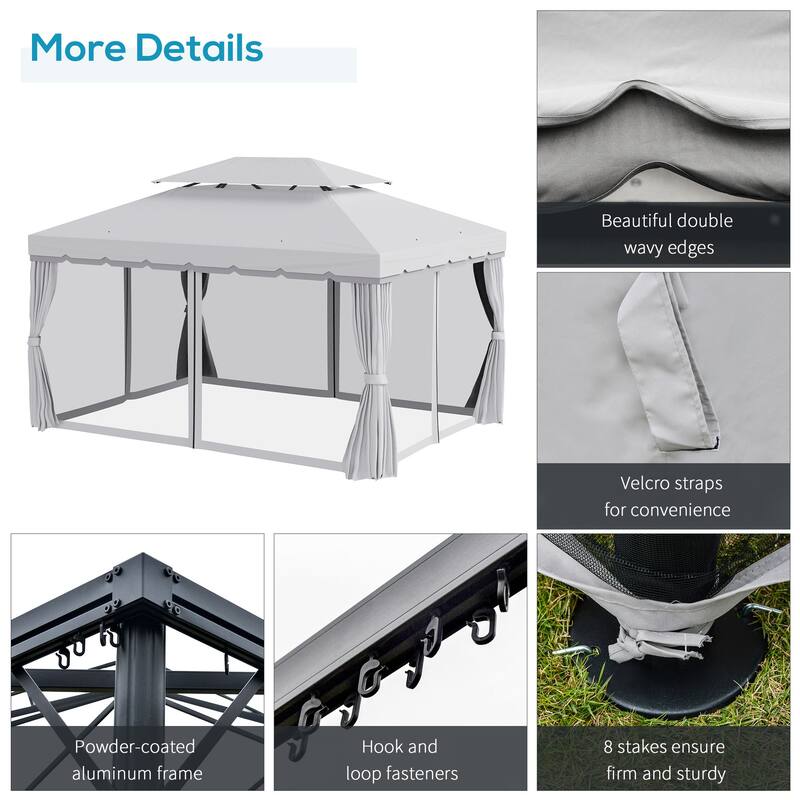 Outsunny 9.5' x 13 Patio Gazebo, Aluminum Frame for Outdoor, Dark Gray
