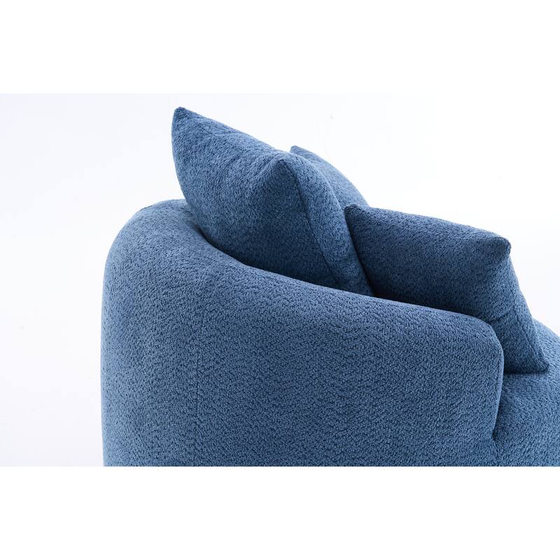 Oversized Swivel Round Barrel Chair, Ergonomic Single Sofa Chair, Upholstered Accent Chair with 3 Removable Pillows