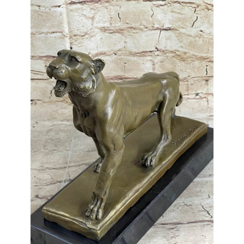 Jaguar Panther Imitative Leopard Cougar Big Imitative Cat Collector Bronze Marble Statue Art Decor