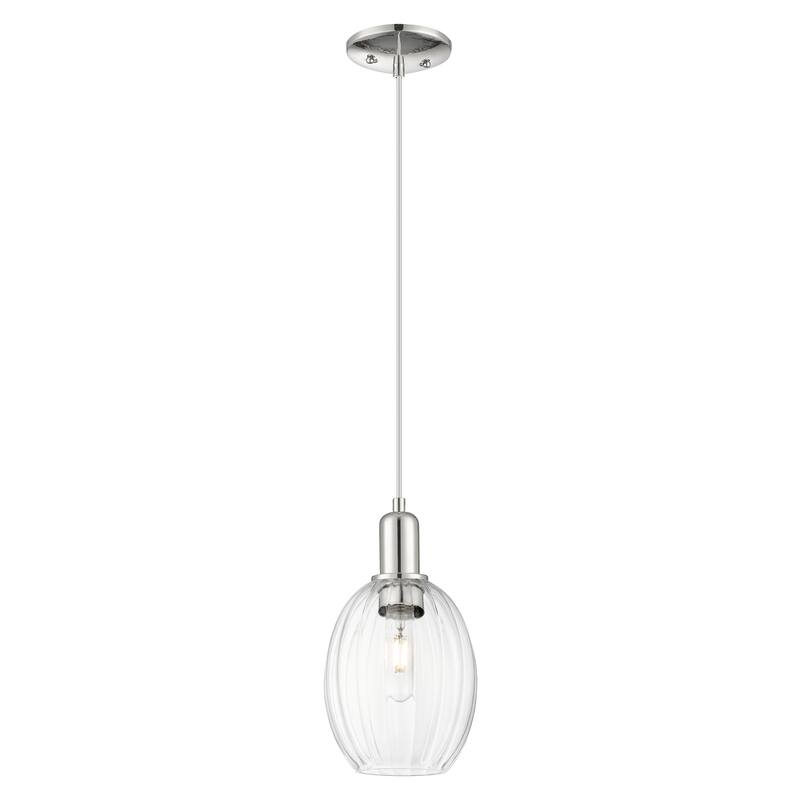 Innovations Lighting Downtown Urban - Preston - 1 Light 6" Bell Shade Cord Hung Mini Pendant - Clear Shade/Polished Nickel