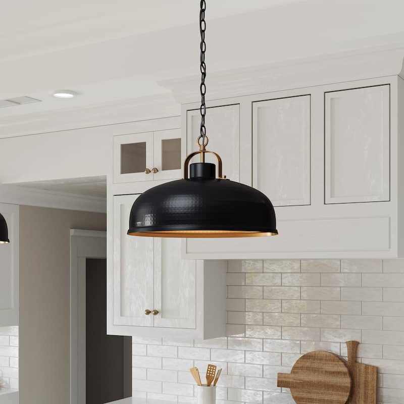 Brio Lighting Ambert 1 Light Rustic Farmhouse Metal Pendant Light - Black