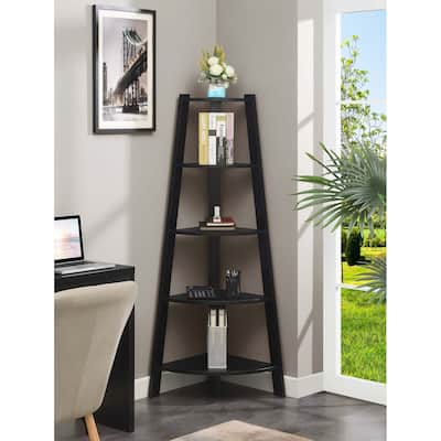 Convenience Concepts Newport 5 Tier Wide Corner Bookcase