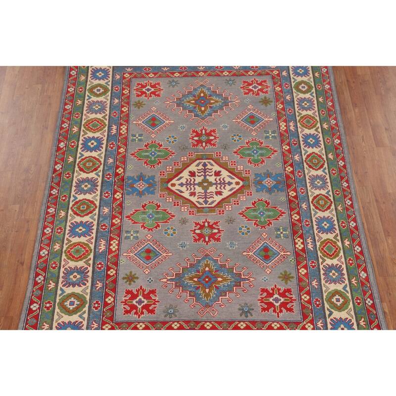 Kazak Oriental Area Rug Hand-Knotted Home Decor Wool Carpet - 6'1" x 8'10"