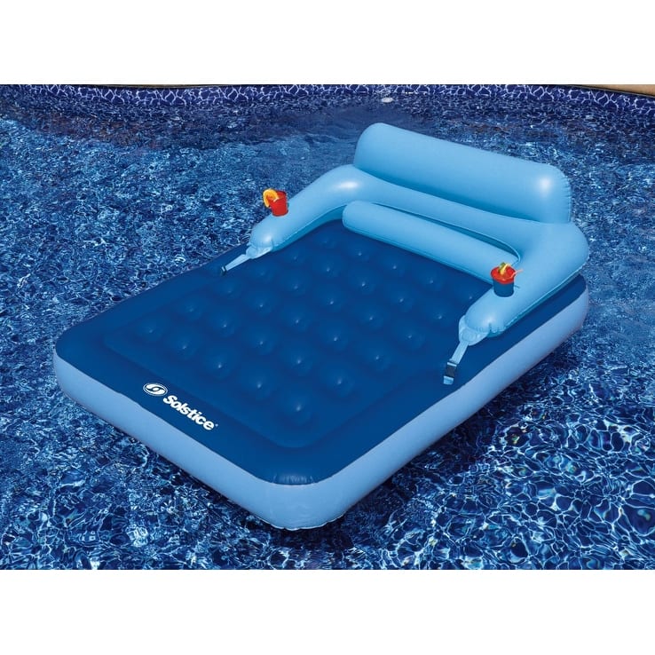 80-Inch Inflatable Blue Malibu Pool Mattress with Removable Back Rest - 80"