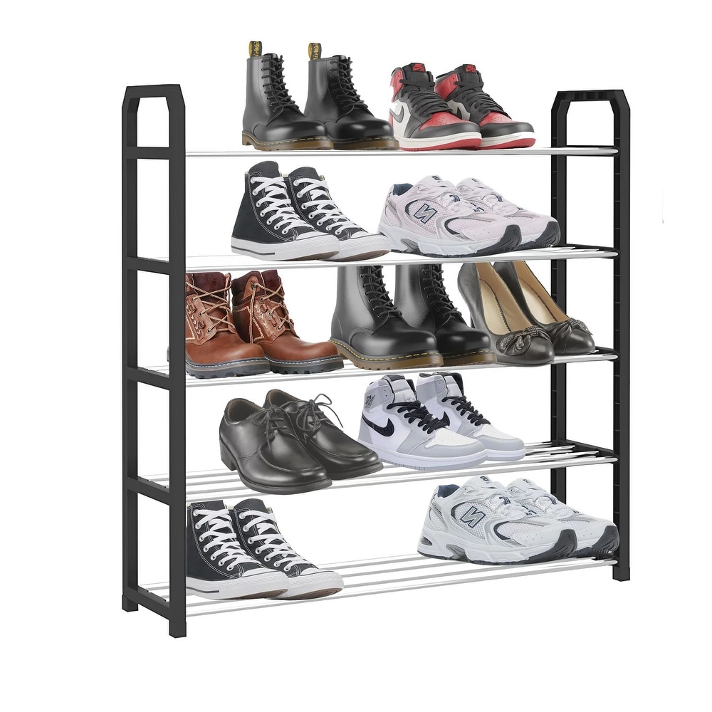 Tribesigns Large Shoe Rack Organizer Closet For Entryway Bedroom Hallway,  50-58 Pairs 8 Tier Heavy Duty Metal Shoe Shelf Shoes Storage with Side  Hooks