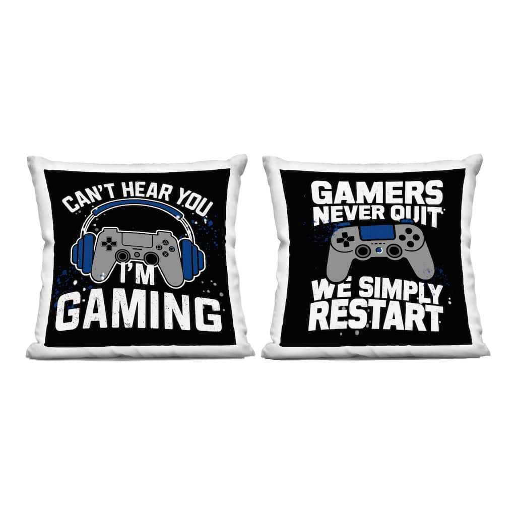Stupell Fun Gamer Quotes Decorative Printed Throw Pillow Design by Kim Allen (Set of 2)