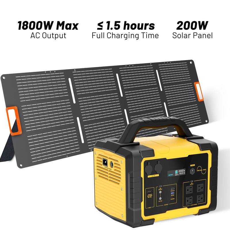 Portable Power Station Solar Generator with AC Outlet for Home Use, Camping, Emergencies - 1800W - N/A