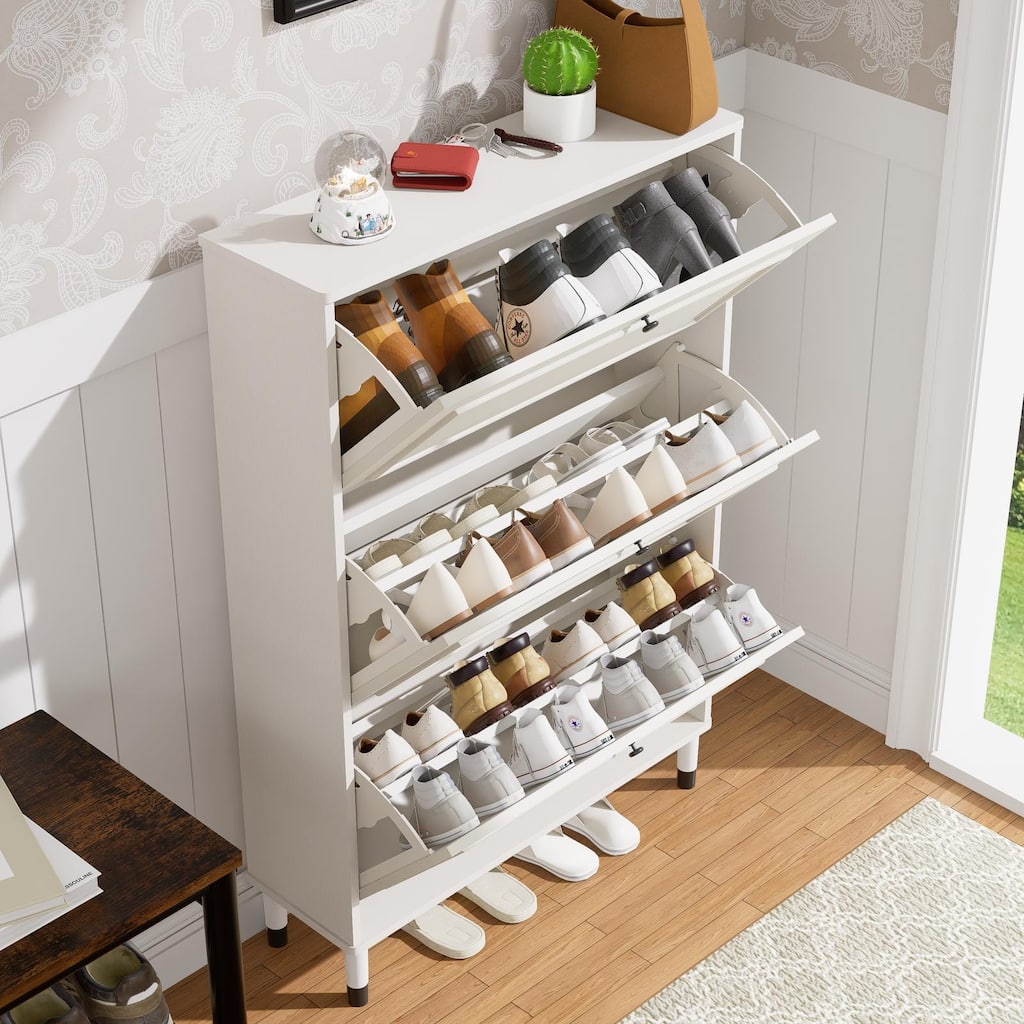 Shoe Storage Cabinet for Entryway, Narrow 3-Drawer Freestanding