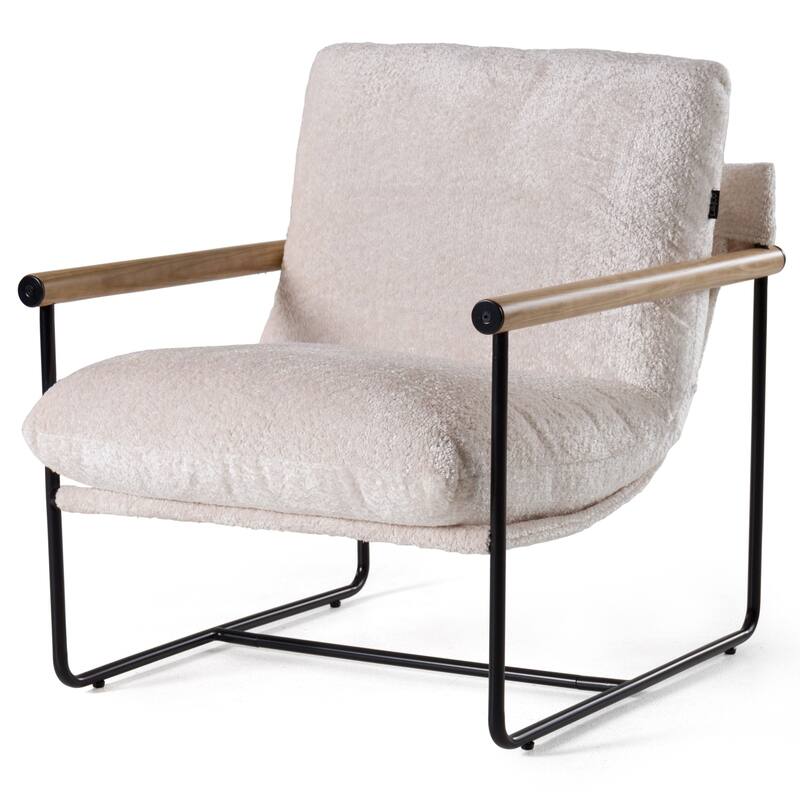 Modrest Moorcroft Modern Beige Fabric Accent Chair