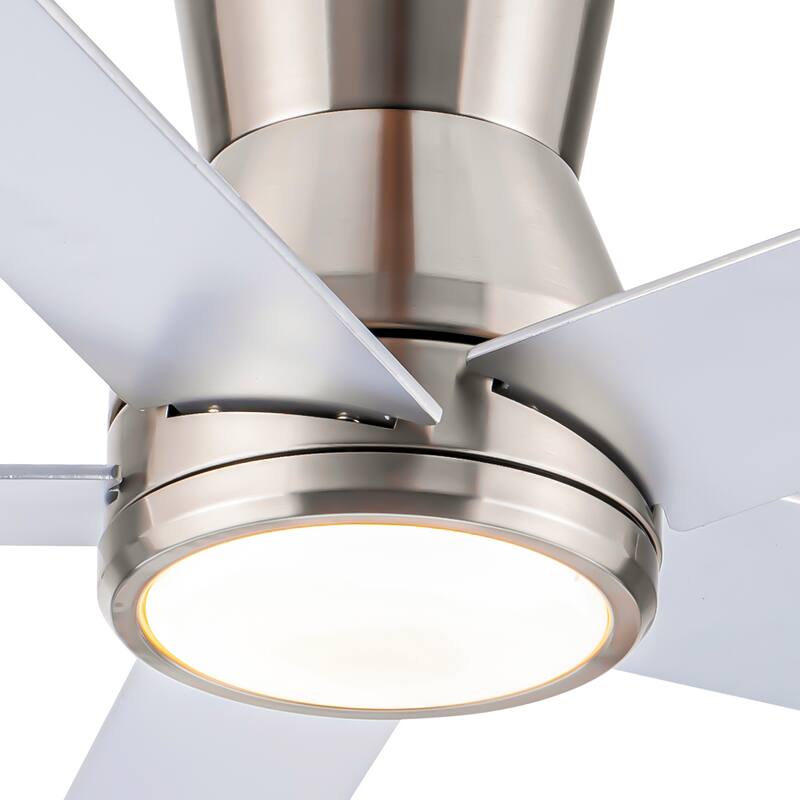 YUHAO AeroLite 48 in. Indoor White Low Profile Standard Ceiling Fan with Bright White Integrated LED Light Kit, Remote Included