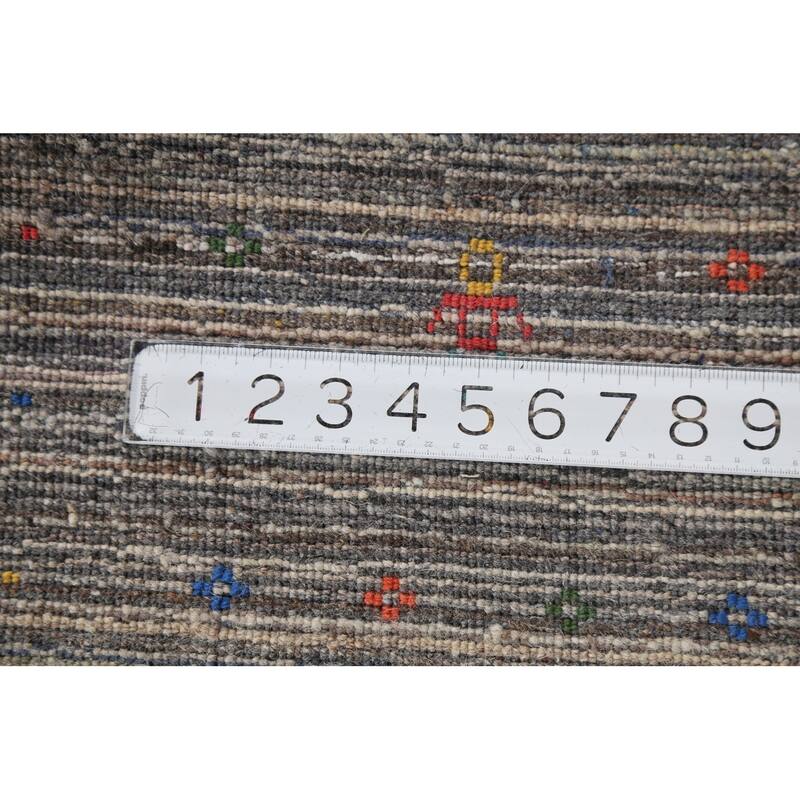 Striped Tribal Gabbeh Oriental Area Rug Hand-Knotted Wool Carpet - 5'1"x 8'0"