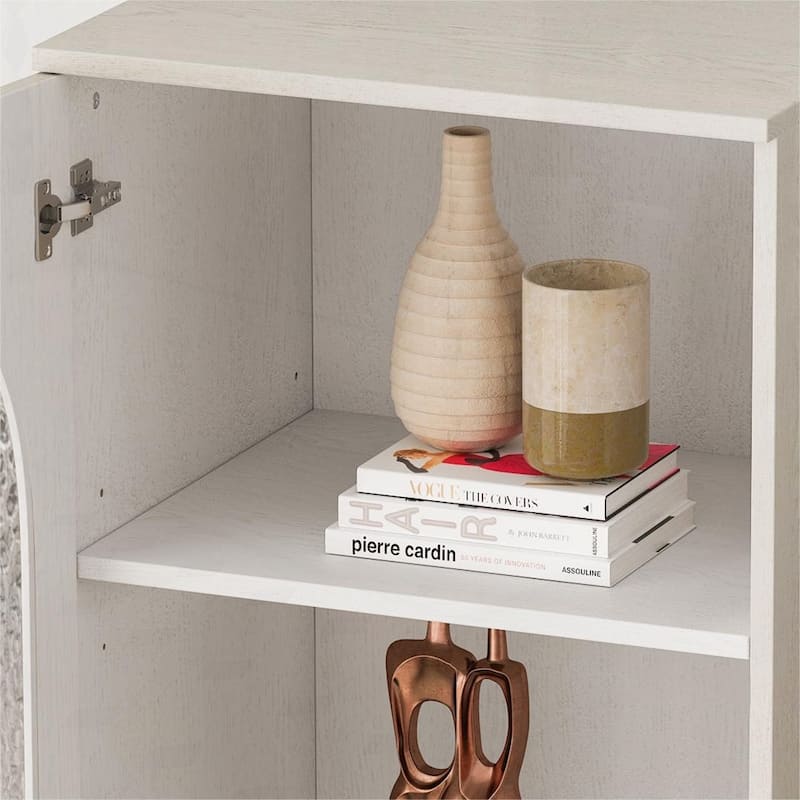 Tall Storage Cabinet Display Cabinet with Tempered Glass Door and an Adjustable Shelf