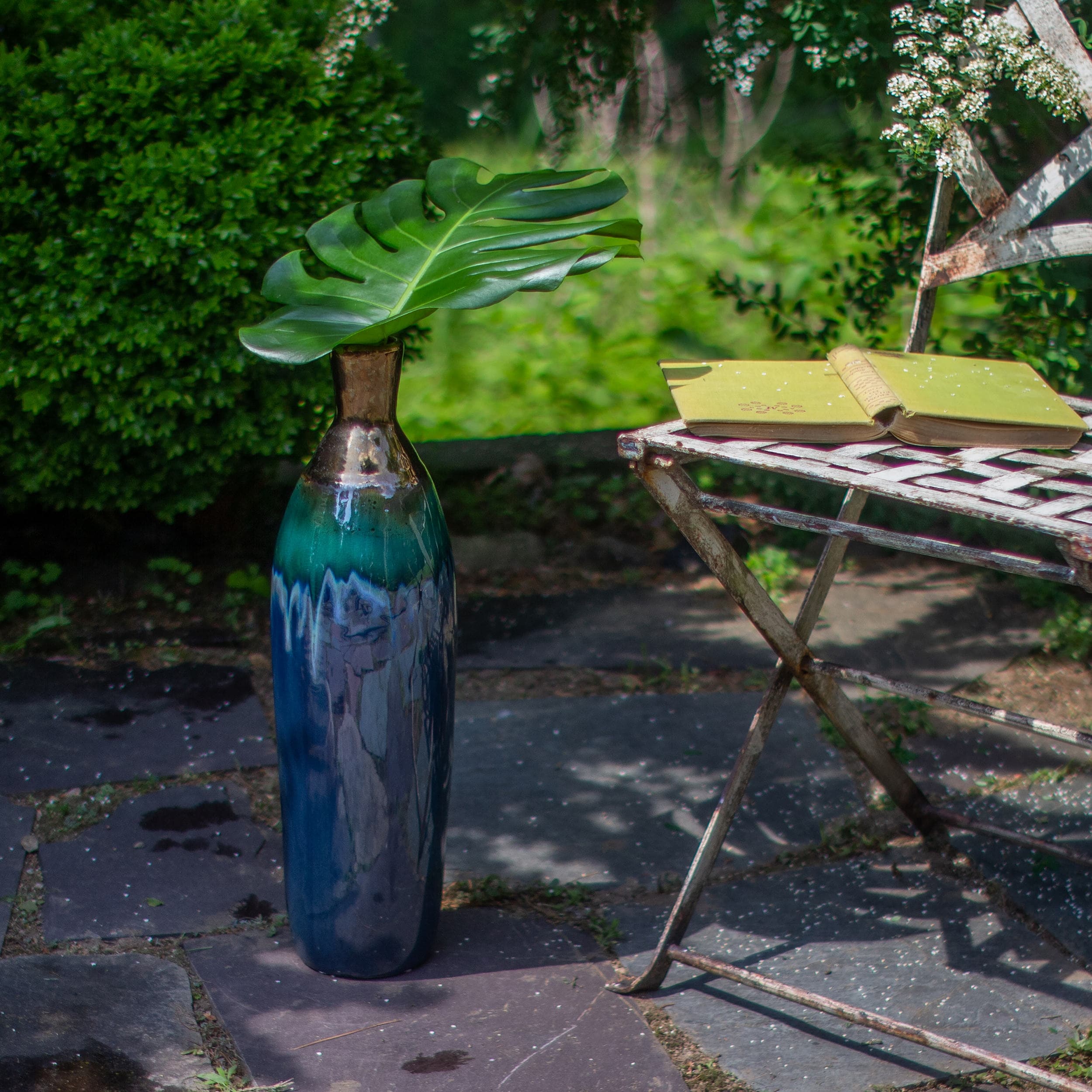 Euro Ceramica Patina 20.5" Stoneware Bottle Vase