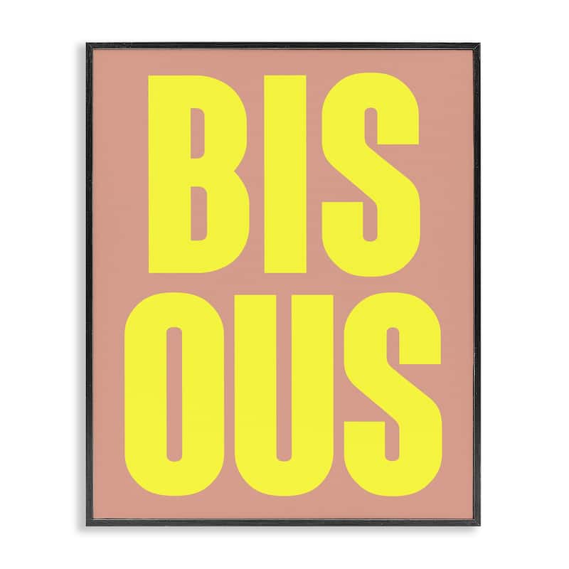 Stupell Bisous Kiss Typography Framed Giclee Art Design By House of Lulu - 16 x 20 - Black