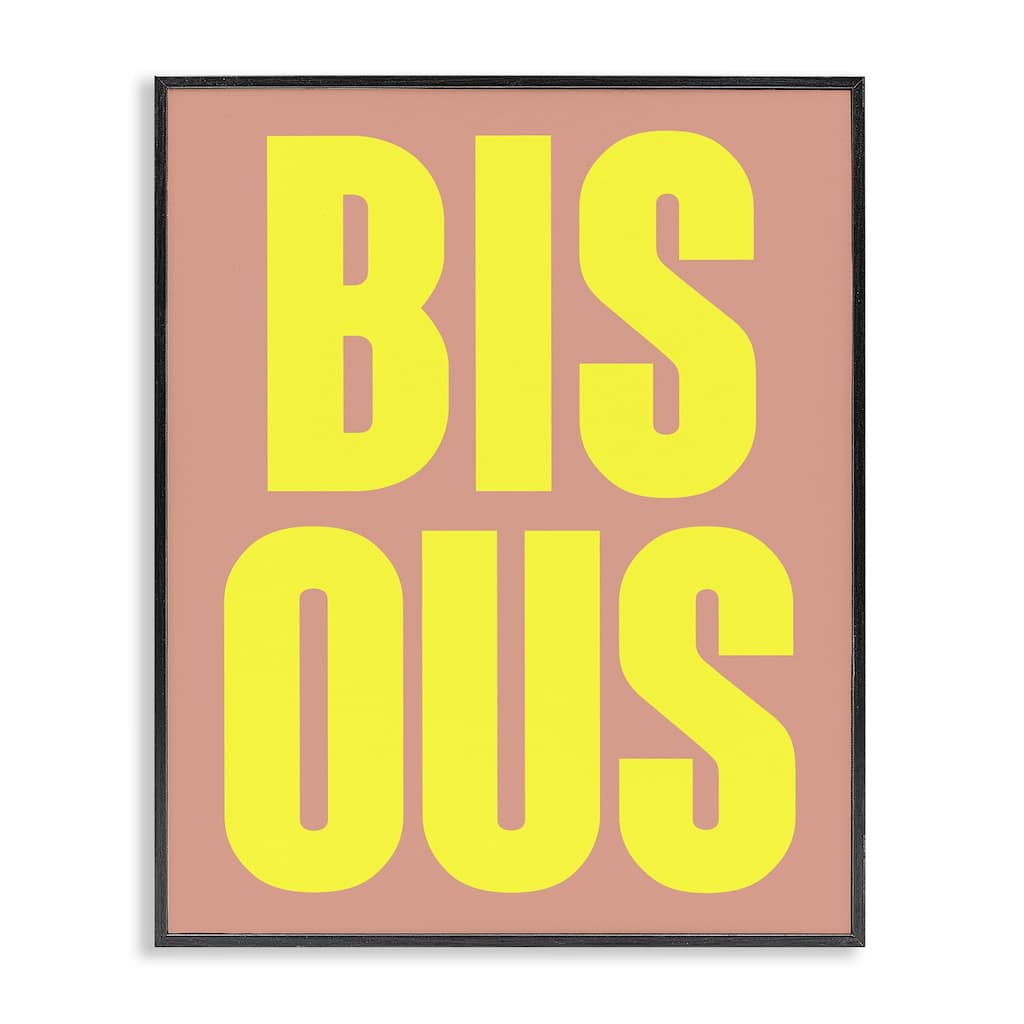 Stupell Bisous Kiss Typography Framed Giclee Art Design By House of Lulu
