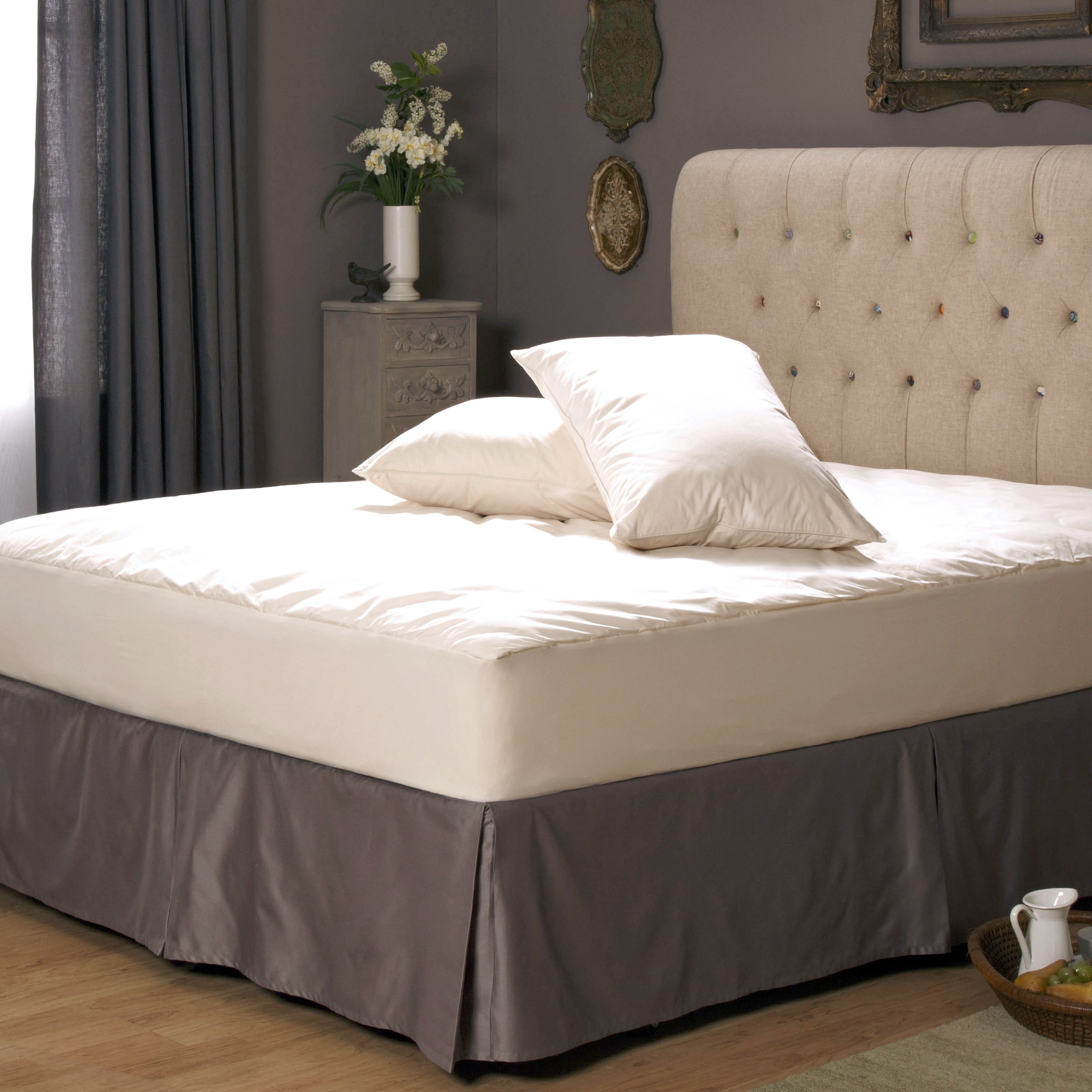 AllerEase Cotton Top Mattress Pad - White