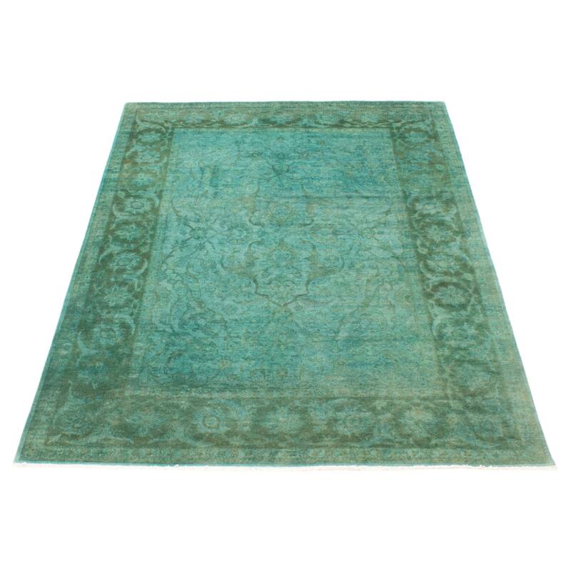 ECARPETGALLERY Hand-knotted Vibrance Teal Wool Rug - 6'0 x 8'6