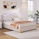 preview thumbnail 46 of 52, Velvet LED Upholstered Platform Bed with RGB Lights Queen - Beige