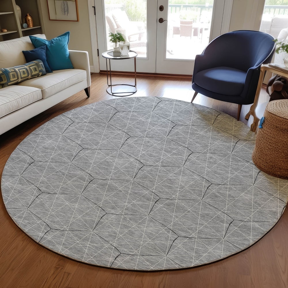 Machine Washable Indoor/ Outdoor Mosaic Geo Chantille Rug