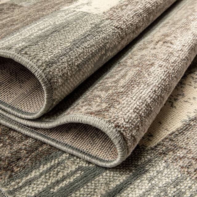 Miranda Haus Geometric Modern Patchwork Polypropylene Indoor Area Rug