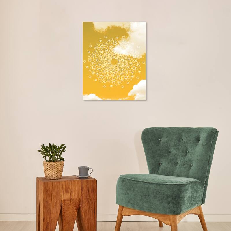 Wynwood Studio Canvas Abstract Flower Power in the Sky Yellow Bohemian & Eclectic Wall Art Canvas Print - 16 x 20