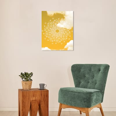 Wynwood Studio Canvas Abstract Flower Power in the Sky Yellow Bohemian & Eclectic Wall Art Canvas Print
