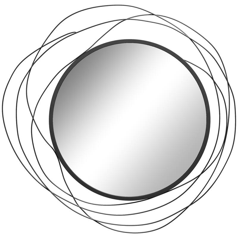 HOMCOM Decorative Wall Mirror, 25.6" Circle Mirror Decor, Modern Metal Wall Art for Living Room, Bedroom and Dining Room