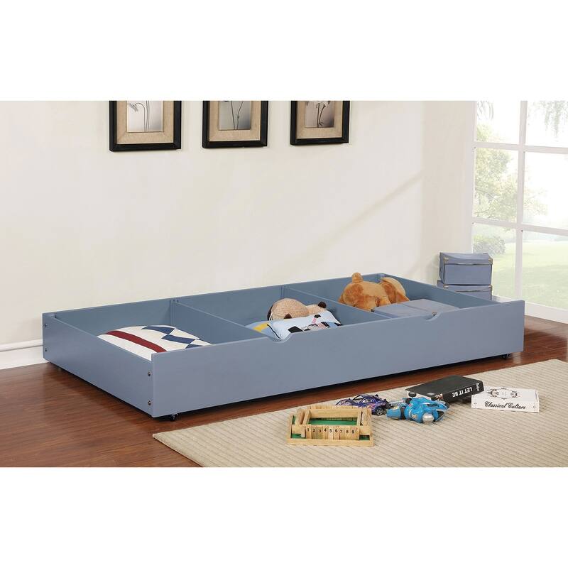 Gray Full Over Full Bunk Bed with Trundle and Attached Ladder, Transitional Style