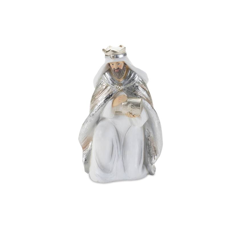 Christmas Nativity Figurine Decorations - 6" - White and Silver - Set of 6