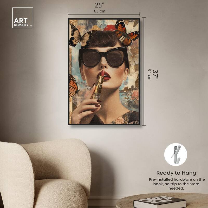 Iconic Lady Butterfly Collage II Canvas by Art Remedy