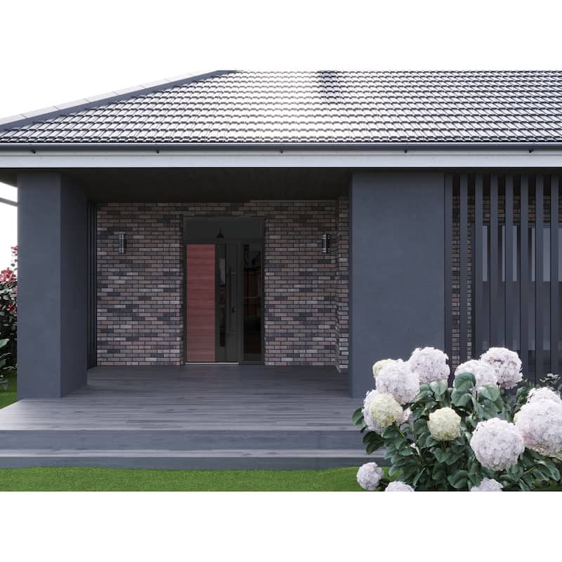 Front Exterior Prehung Steel Door Ronex 0162 Red Oak Entry Metal Painted W36xH80 Left hand Inswing
